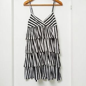 Vintage Betsey Johnson Black & White Stripe Ruffle Dress